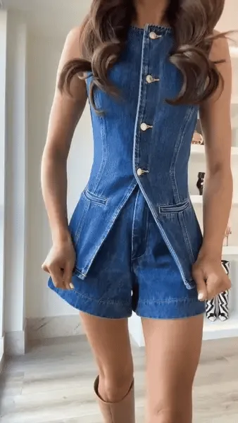 Abel Denim High Waist Relaxed Fit Shorts