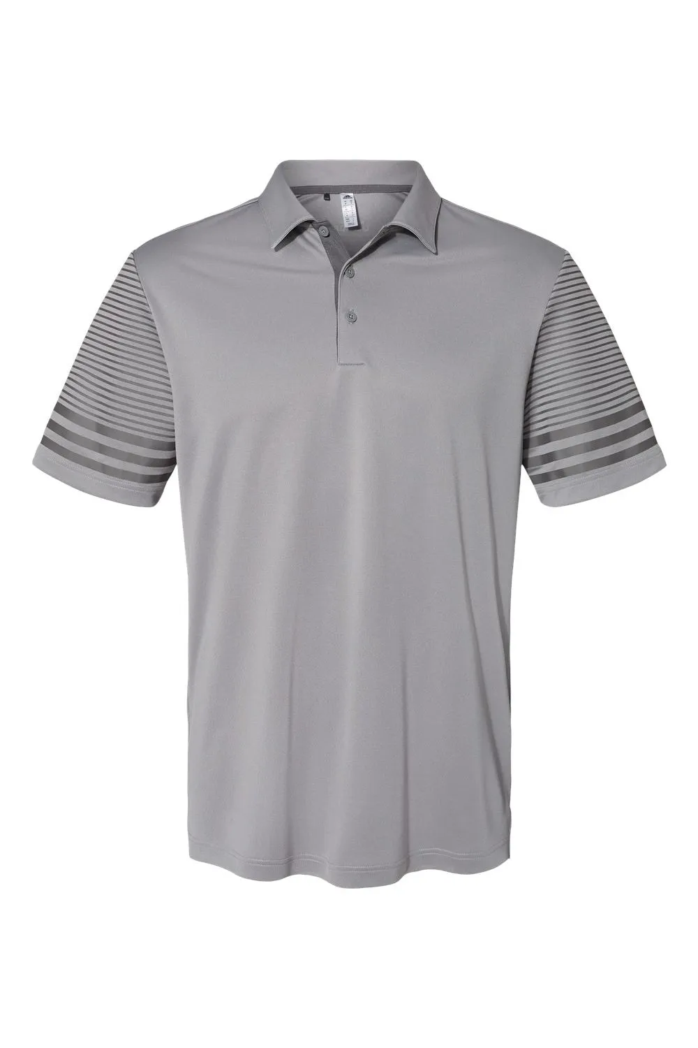 Adidas Mens Striped UPF 50  Short Sleeve Polo Shirt - Grey/Grey - NEW