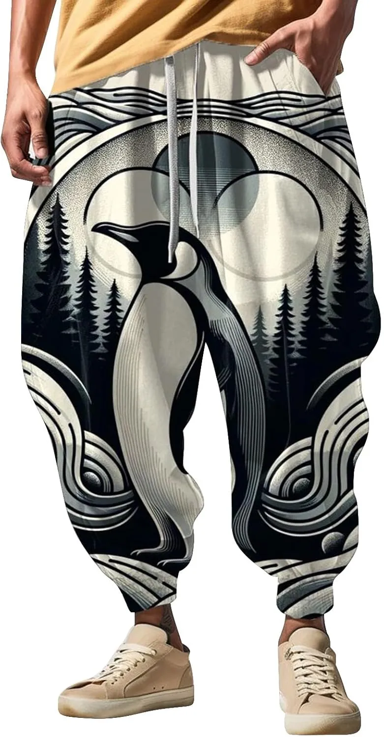 Baggy Wide Leg Pants Fashion Street Feel Casual Sweatpants Casual Wide Leg Jogger Pants White Pants Men Samurai