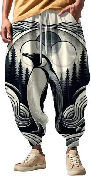 Baggy Wide Leg Pants Fashion Street Feel Casual Sweatpants Casual Wide Leg Jogger Pants White Pants Men Samurai