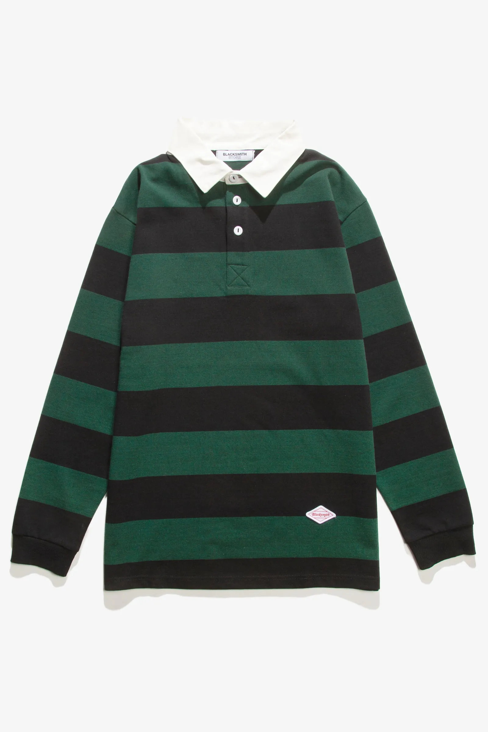 Blacksmith - Yarn Dye Striped Rugby - Forest/Black