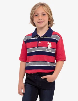 BOYS STRIPED PIQUE POLO SHIRT