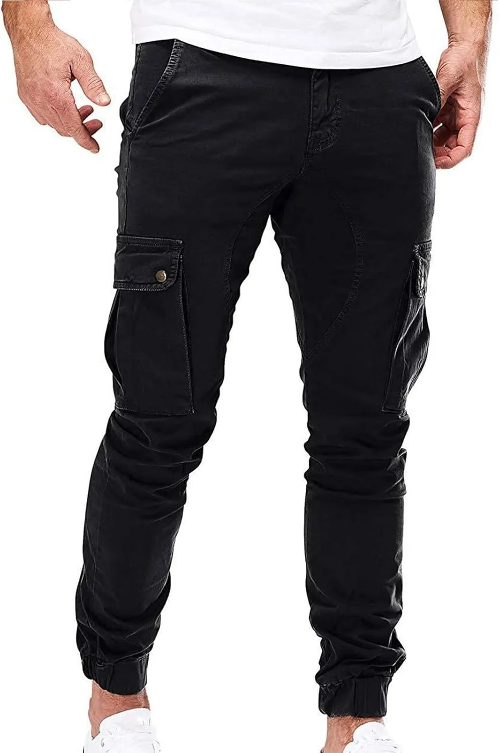 Cargo Sweatpants for Men Multi Pockets Skinny-Fit Slacks Tapered Loose Trousers Outdoor Fashion Slim Sport Pants