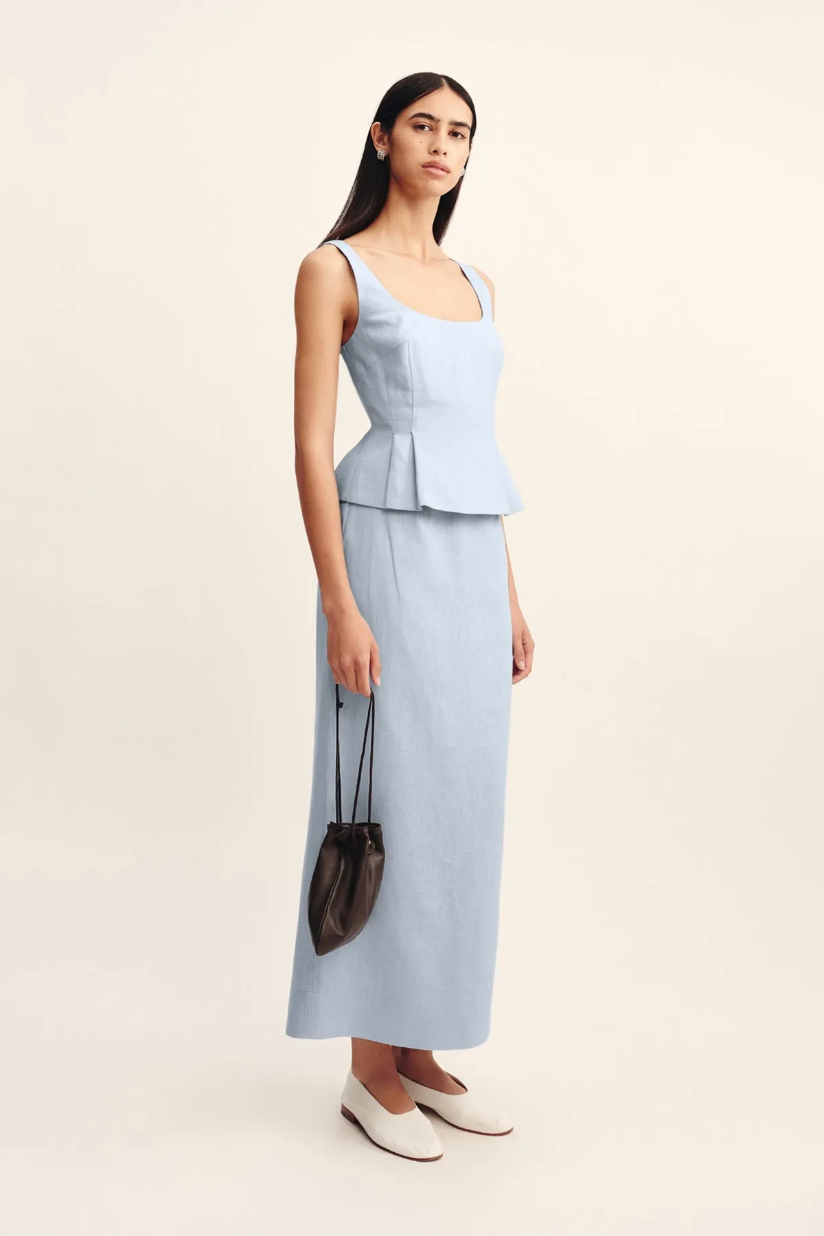 EMMA PENCIL SKIRT - SILVER BLUE