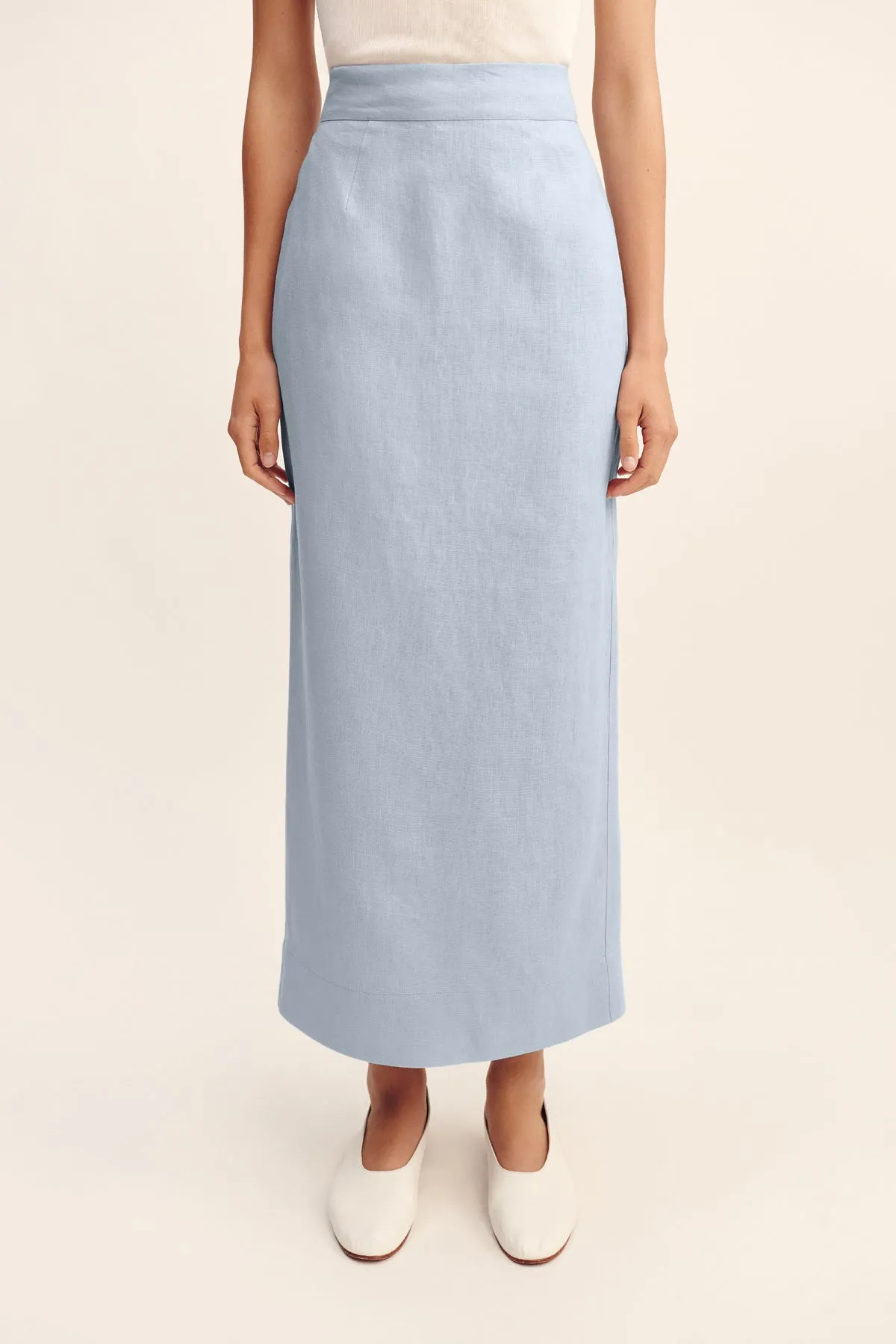 EMMA PENCIL SKIRT - SILVER BLUE