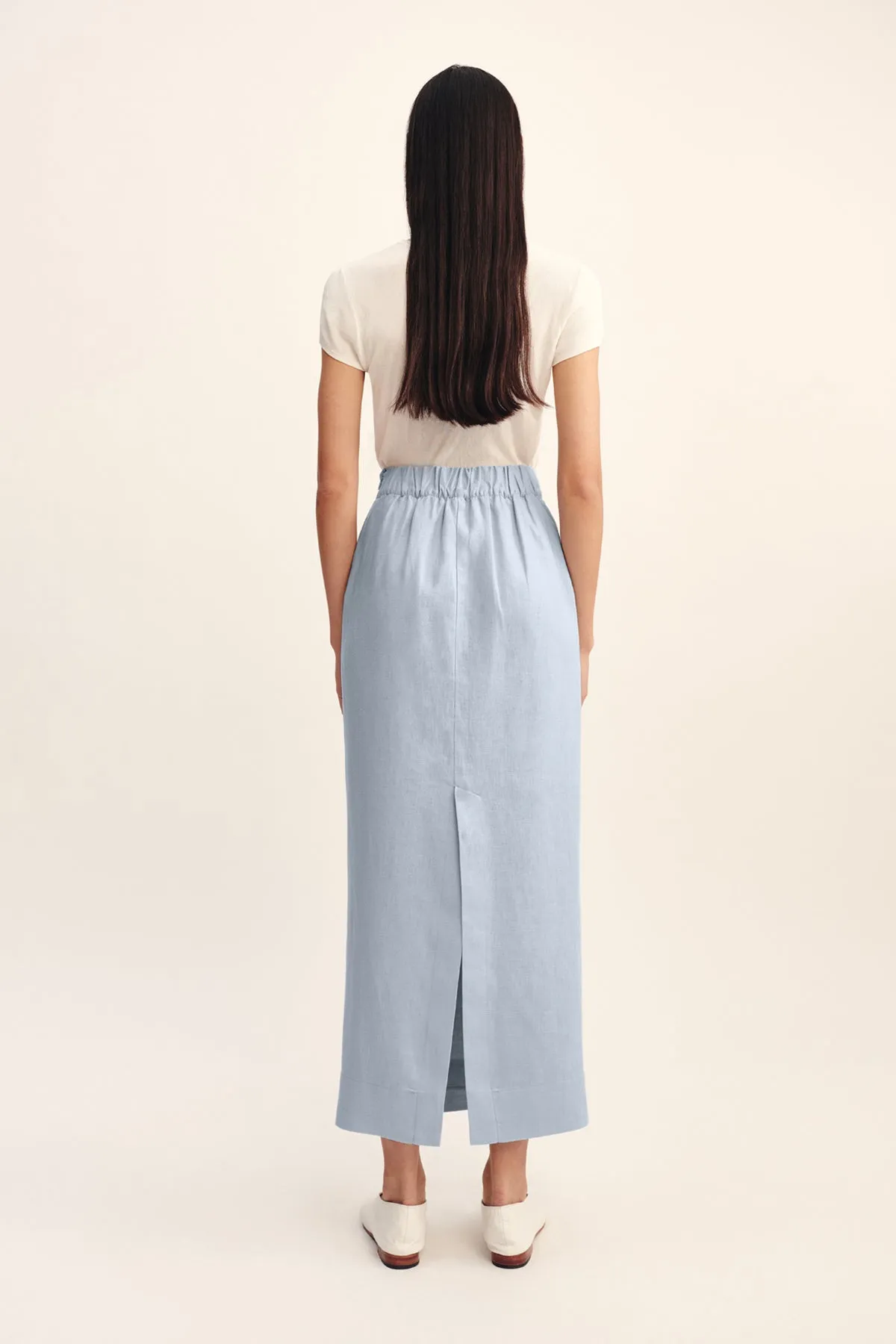 EMMA PENCIL SKIRT - SILVER BLUE
