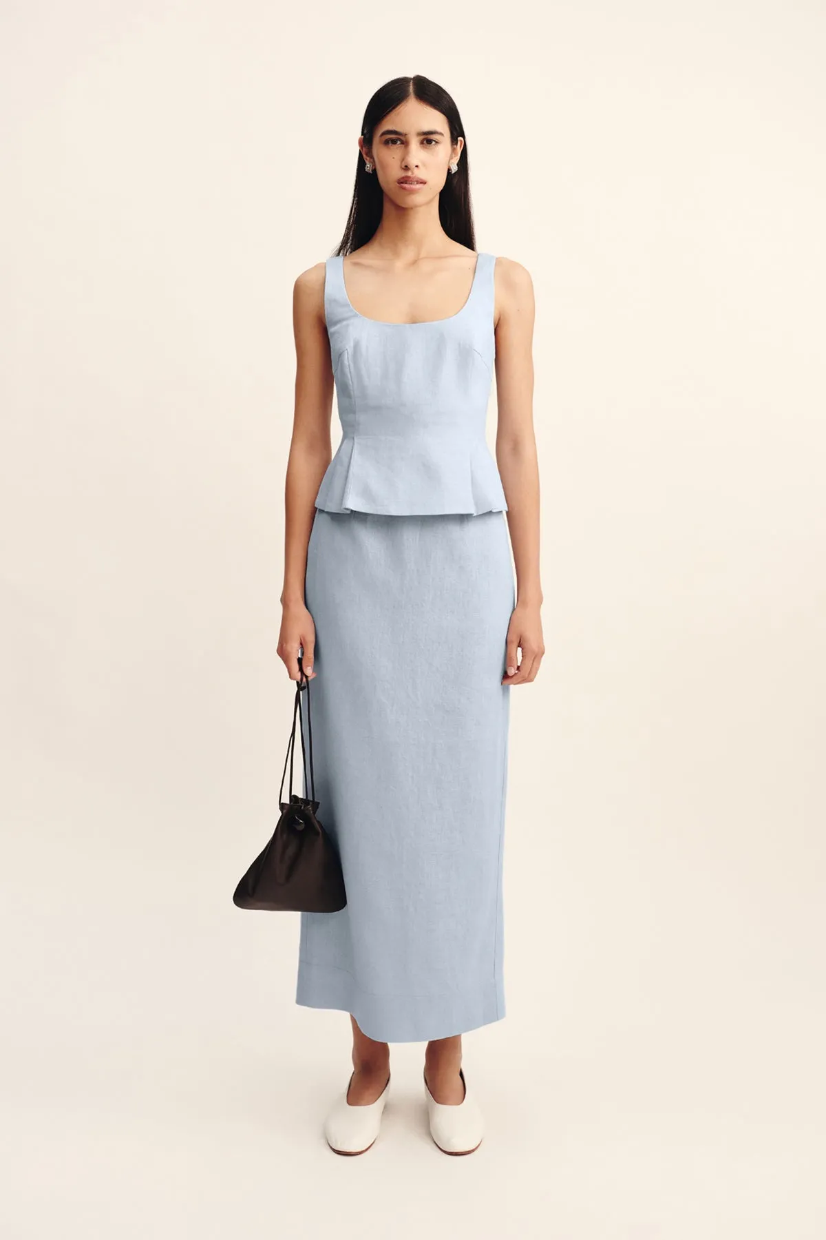 EMMA PENCIL SKIRT - SILVER BLUE