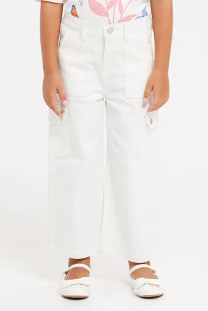 Girls White Cargo Jeans