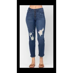 Judy blue Hi Waist Button Boyfriend Destroyed 10% off !!