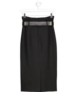 Karen Millen Black Belted Pencil Skirt UK 6