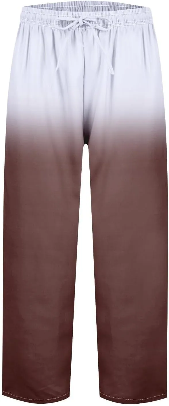 LCMTWX Lightweight Pants Women Drawstring Capri Pants with Pockets Wide Leg Cropped Pants for Women Womens Linen Pants Boho