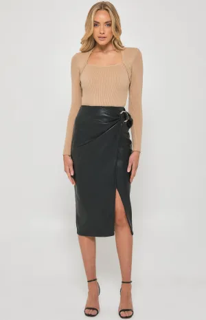LEXI SKIRT - BLACK FAUX LEATHER SKIRT