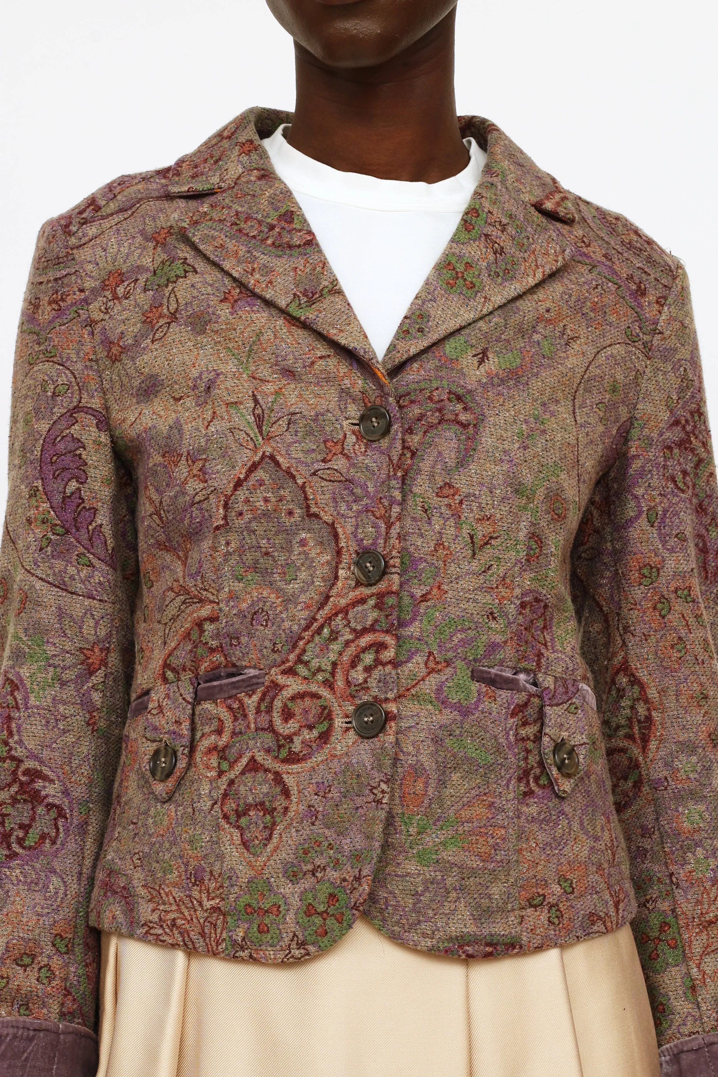 Milano Green & Purple Wool Blend Blazer