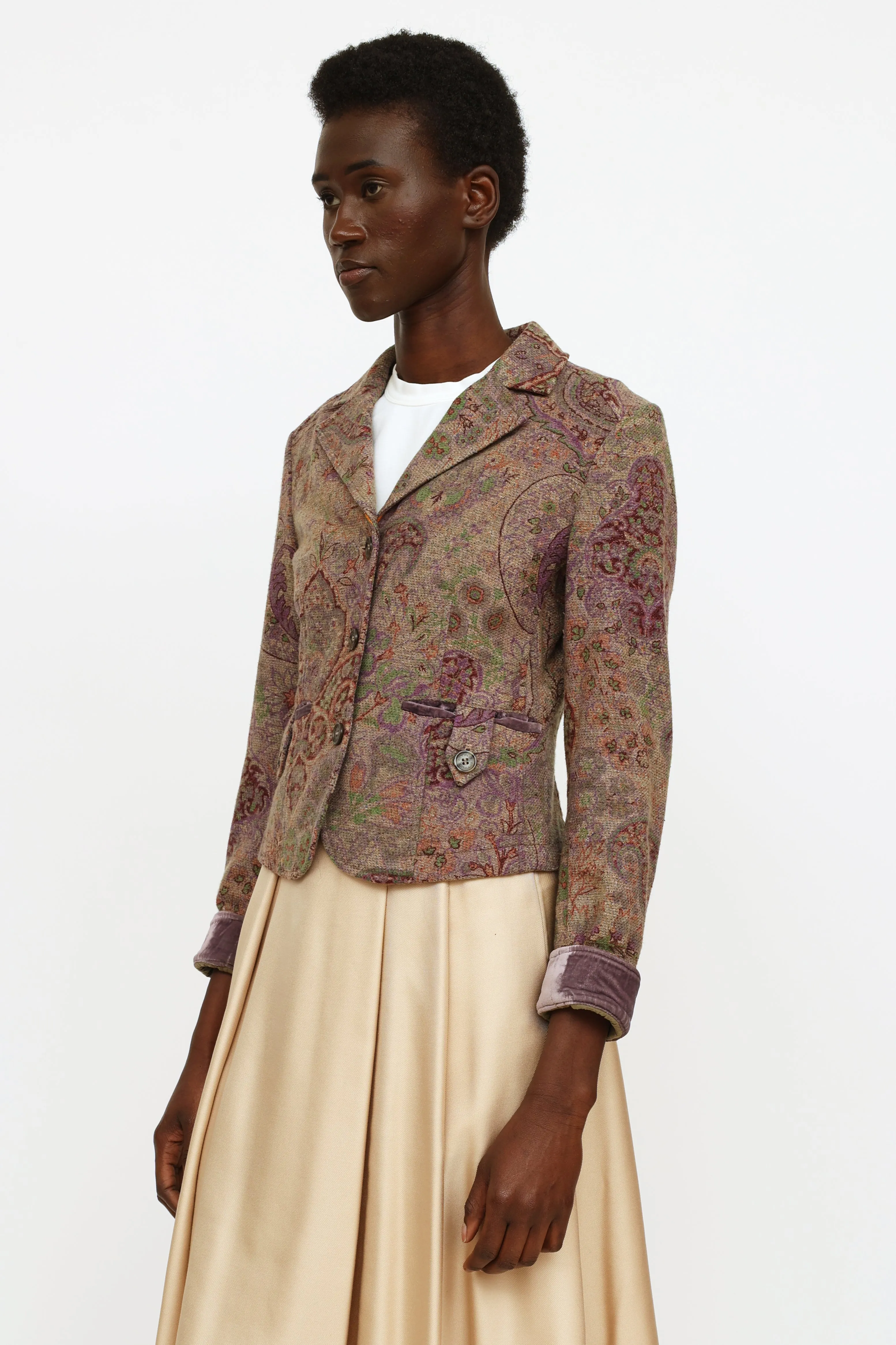 Milano Green & Purple Wool Blend Blazer