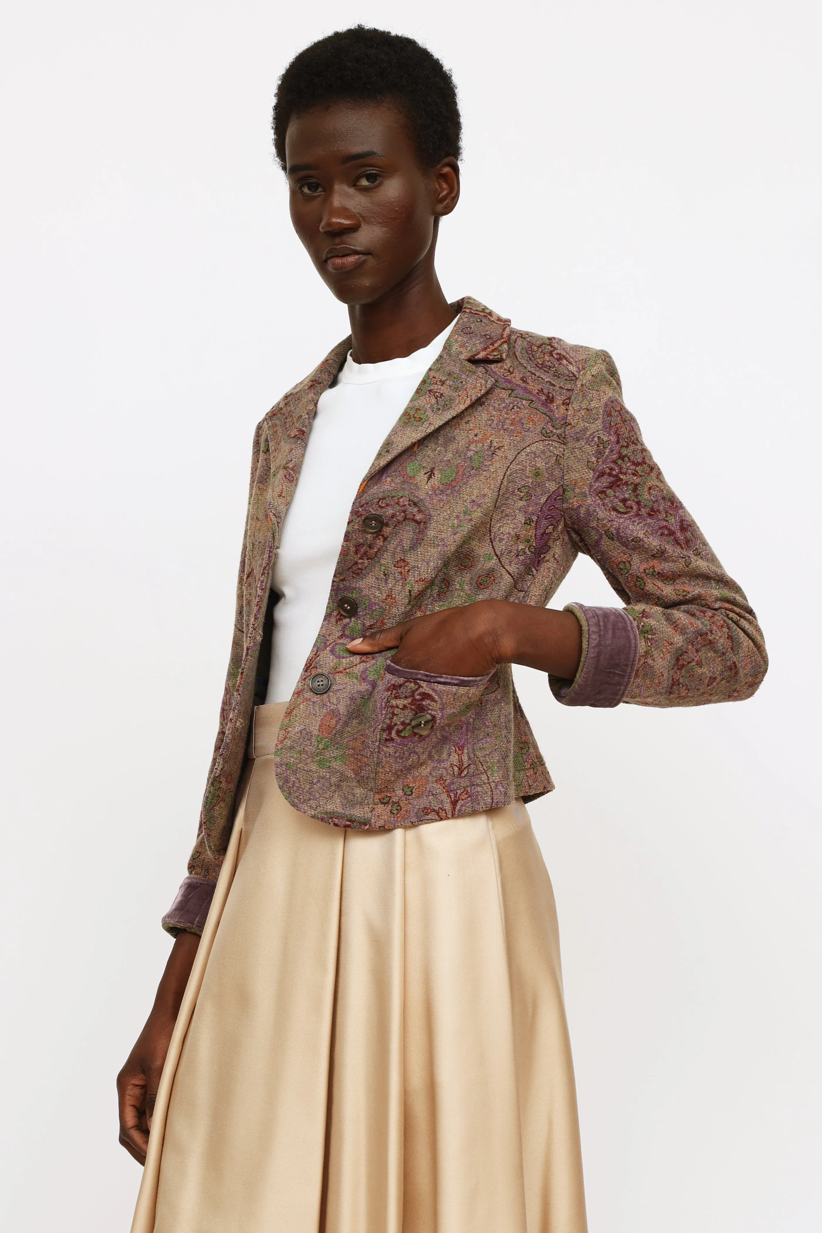 Milano Green & Purple Wool Blend Blazer