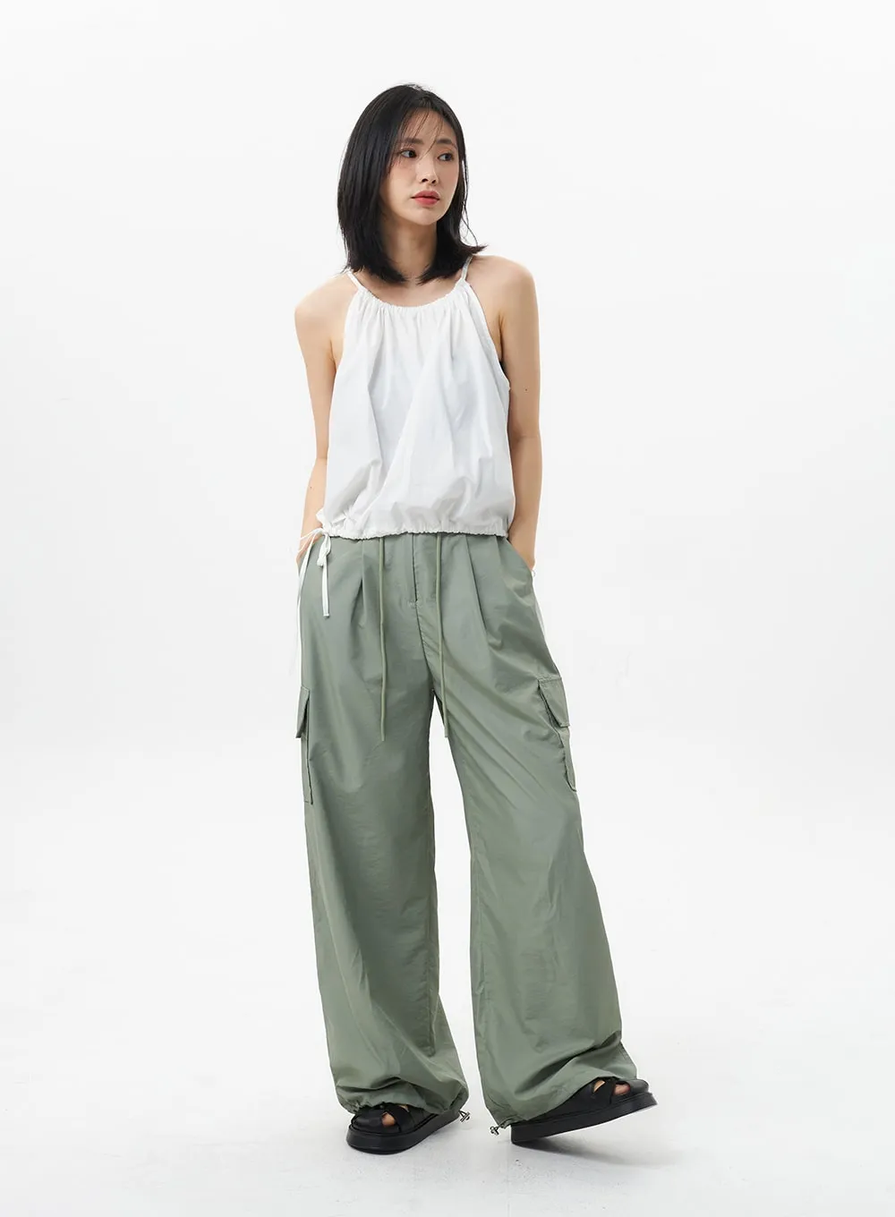 Nylon Baggy Cargo Pants OL305