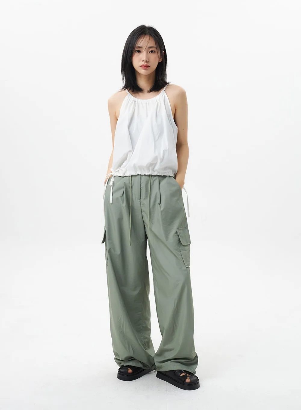 Nylon Baggy Cargo Pants OL305