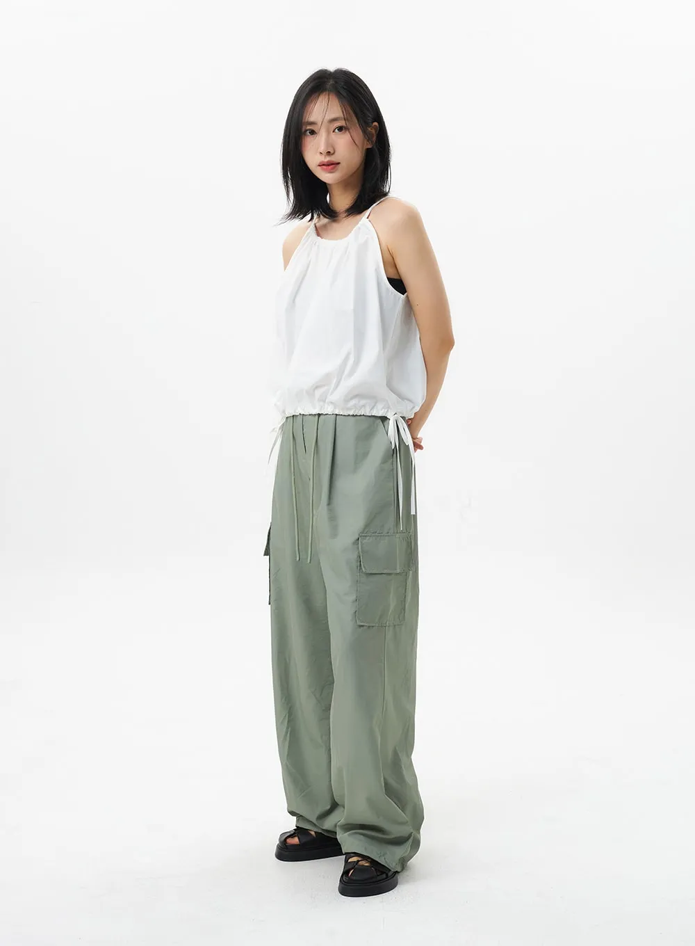 Nylon Baggy Cargo Pants OL305