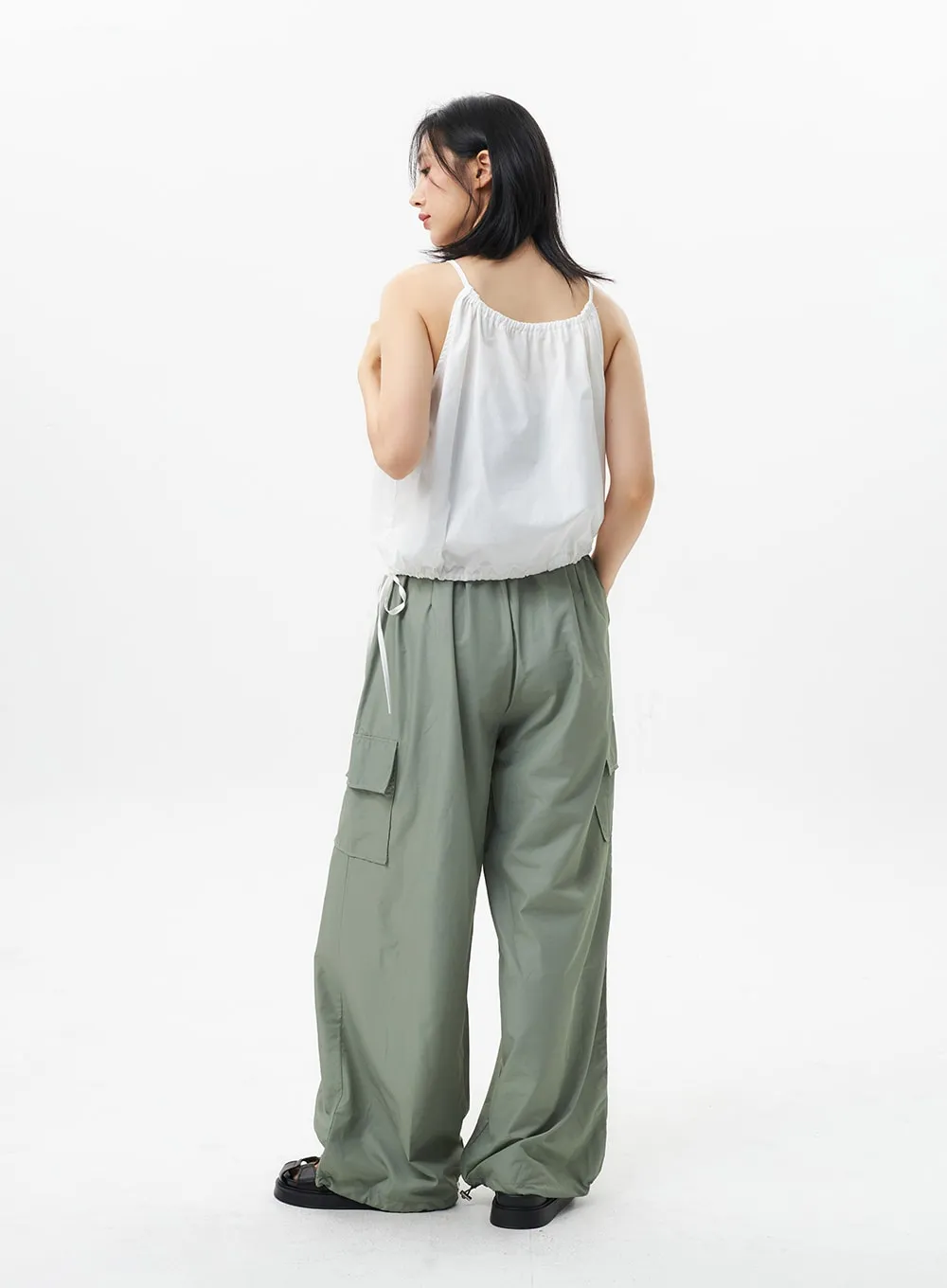 Nylon Baggy Cargo Pants OL305