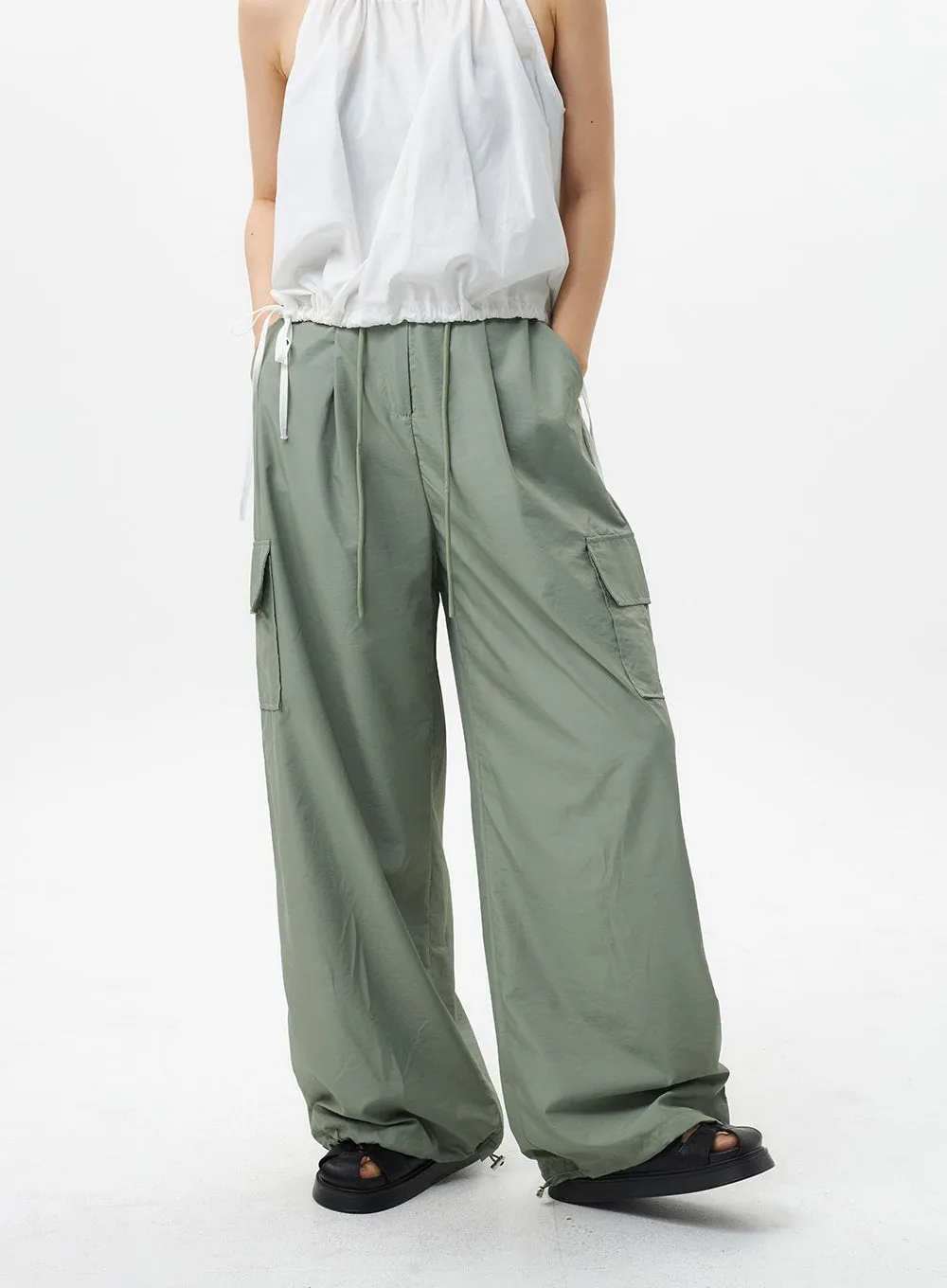Nylon Baggy Cargo Pants OL305