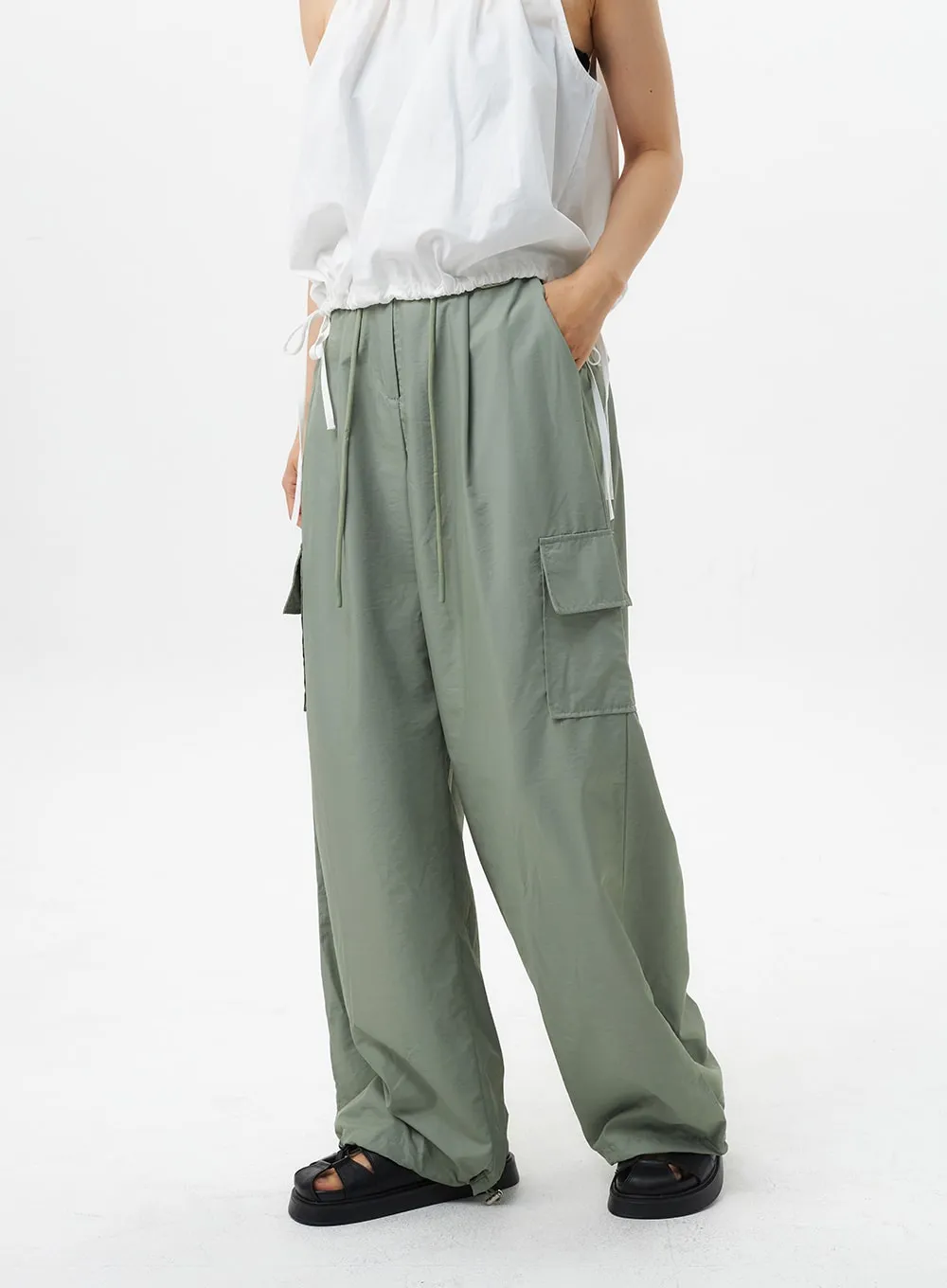 Nylon Baggy Cargo Pants OL305