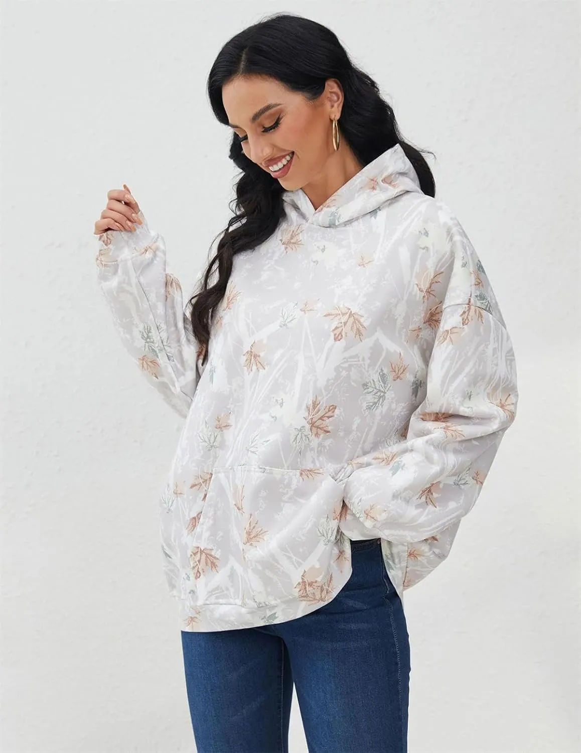 Oversized Leopard Print Hoodie for Women Men Long Sleeve Hooded Sweatshirts Cute Pullover with Pocket