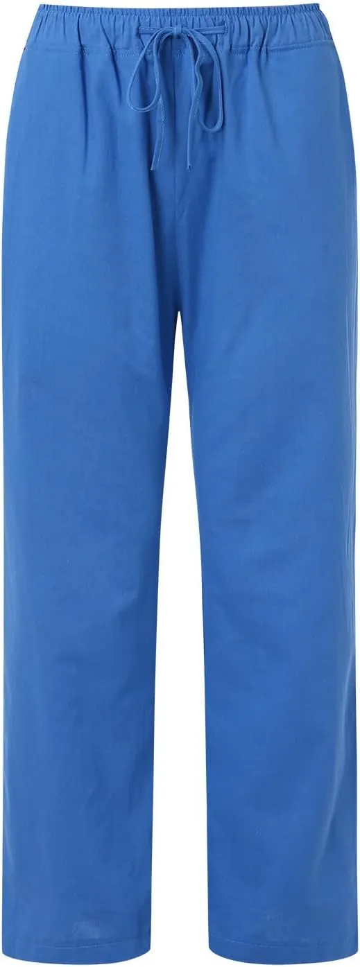 sdbrld Linen Pants Women Summer Trendy Casual High Waist Trousers Drawstring Loose Fit Lightweight Long Palazzo Gauze Pants