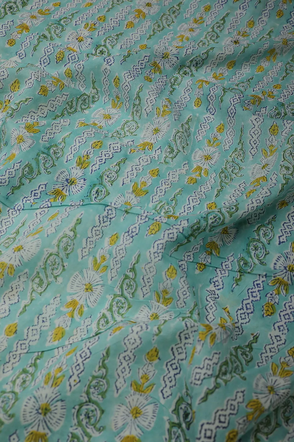 Soft Blue Mul Cotton Sanganeri Fabric - 1.8m