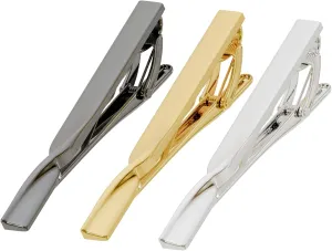 Tie Clips for Men, Black Glod Silver Tie Bar Set for Regular Ties, With Luxury Gift Box and Greeting card, Wedding Business Tie Pin Clips
