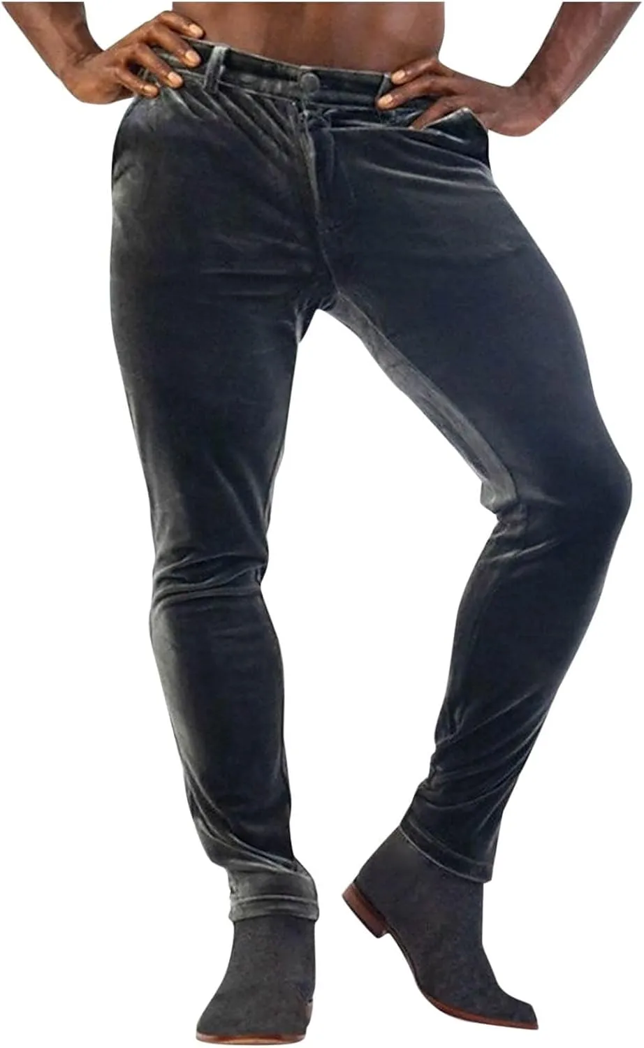 Velvet Slim Fit Pants Men Stretchy Elegant Comfortable Party Stylish Formal Trousers Soft Evening Event