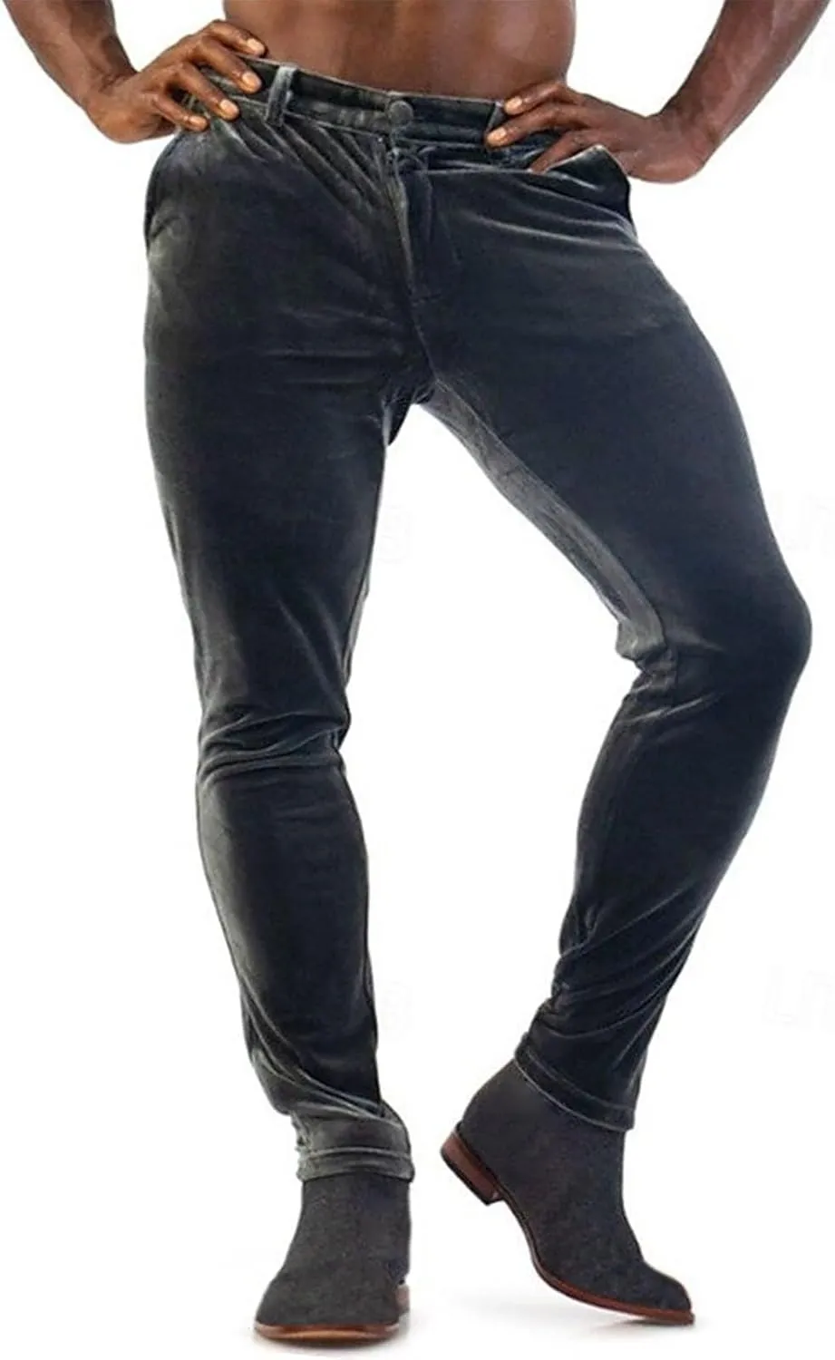 Velvet Slim Fit Pants Men Stretchy Elegant Comfortable Party Stylish Formal Trousers Soft Evening Event