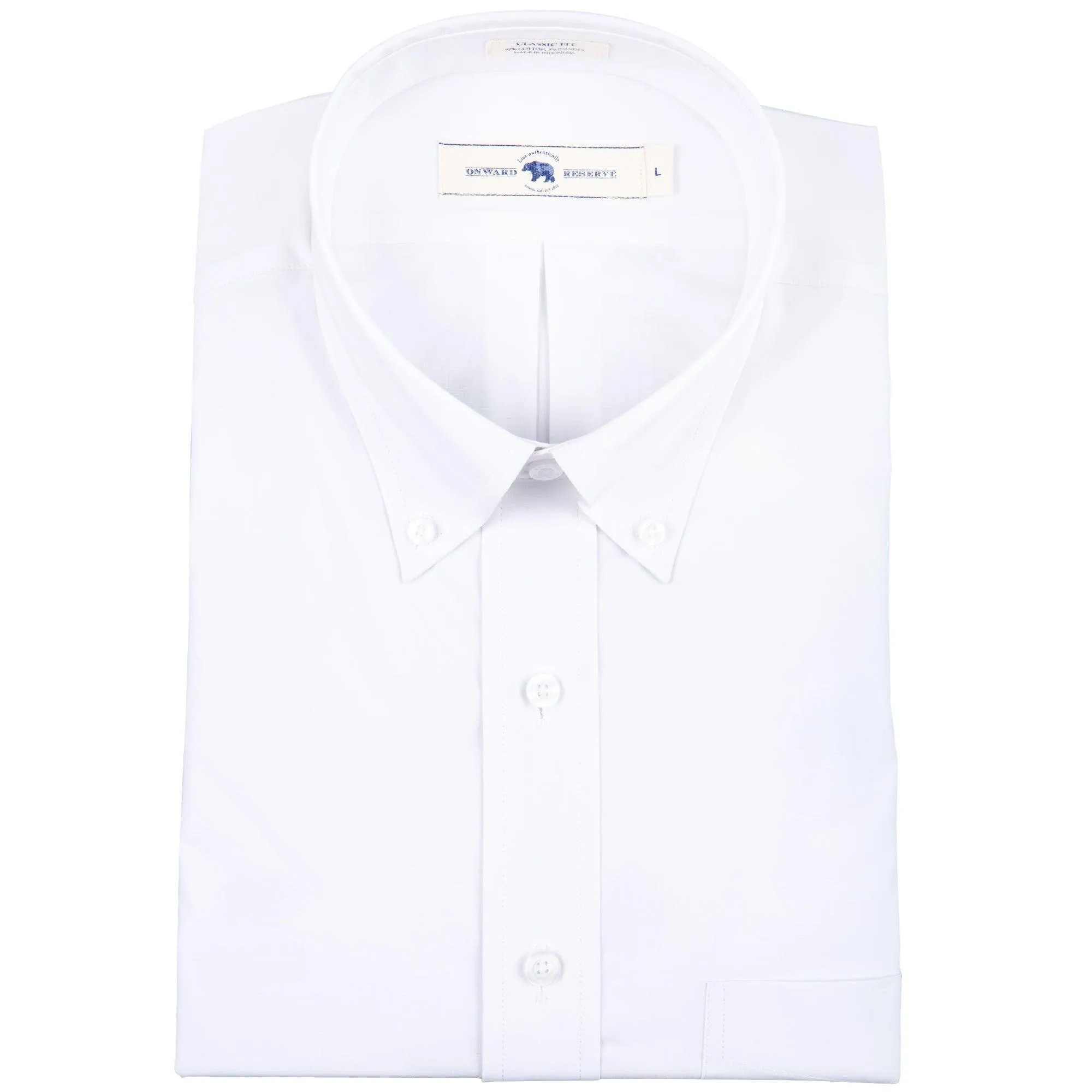 White Classic Fit Stretch Cotton Button Down