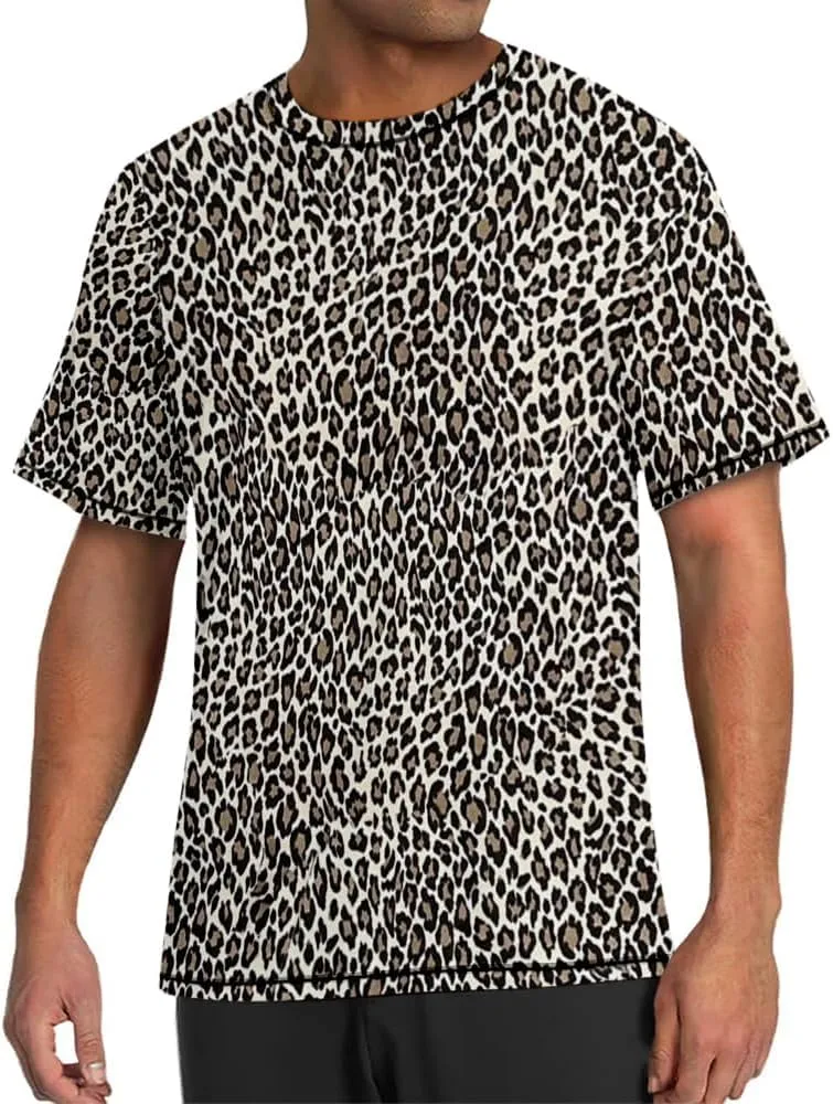 Women Oversized Leopard Print T Shirt Casual Baggy Loose Short Sleeve Round Neck Cheetah Tee Top Blouse Outfits