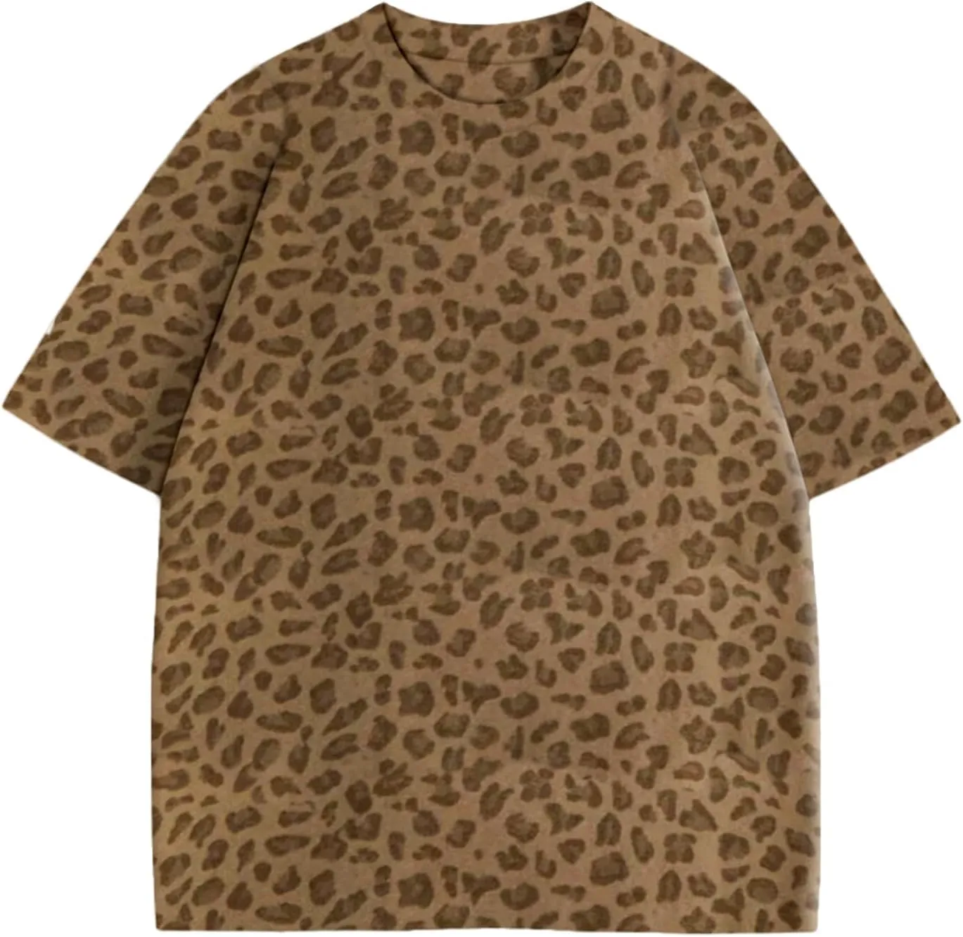 Women Oversized Leopard Print T Shirt Casual Baggy Loose Short Sleeve Round Neck Cheetah Tee Top Blouse Outfits